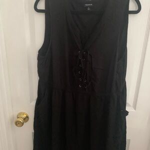 Torrid Black Sleeveless Lace-Up Mini Dress